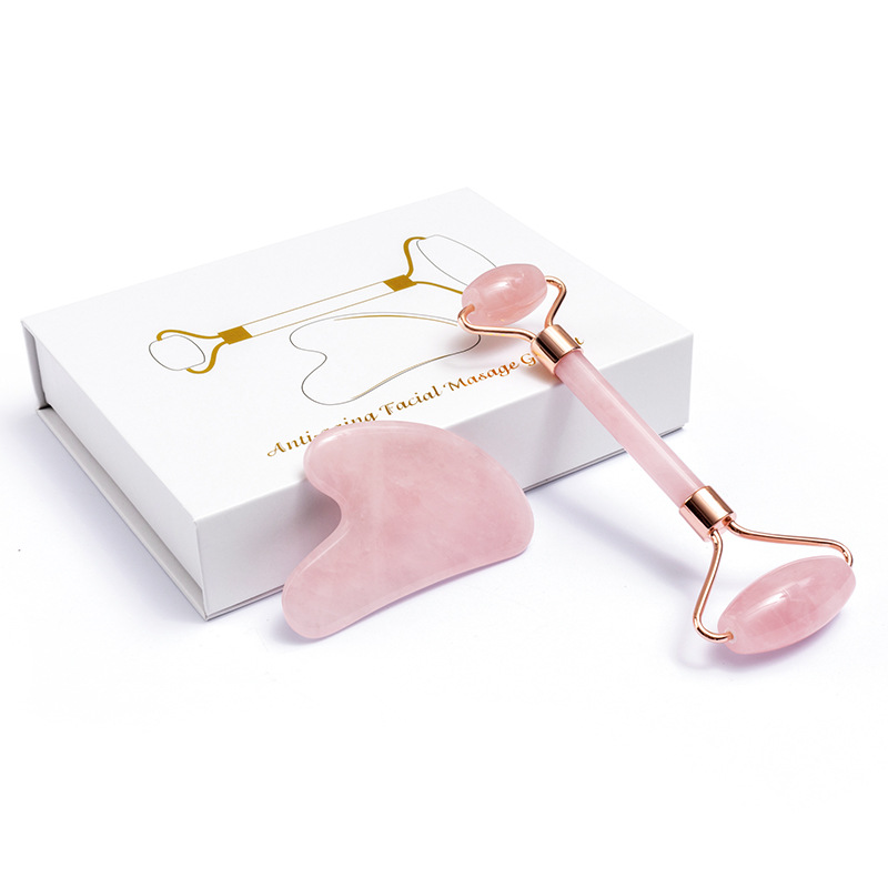 Gua Sha Tool Rose Quartz - Naturalny kwarc różowy rolka jadeitowa Gua