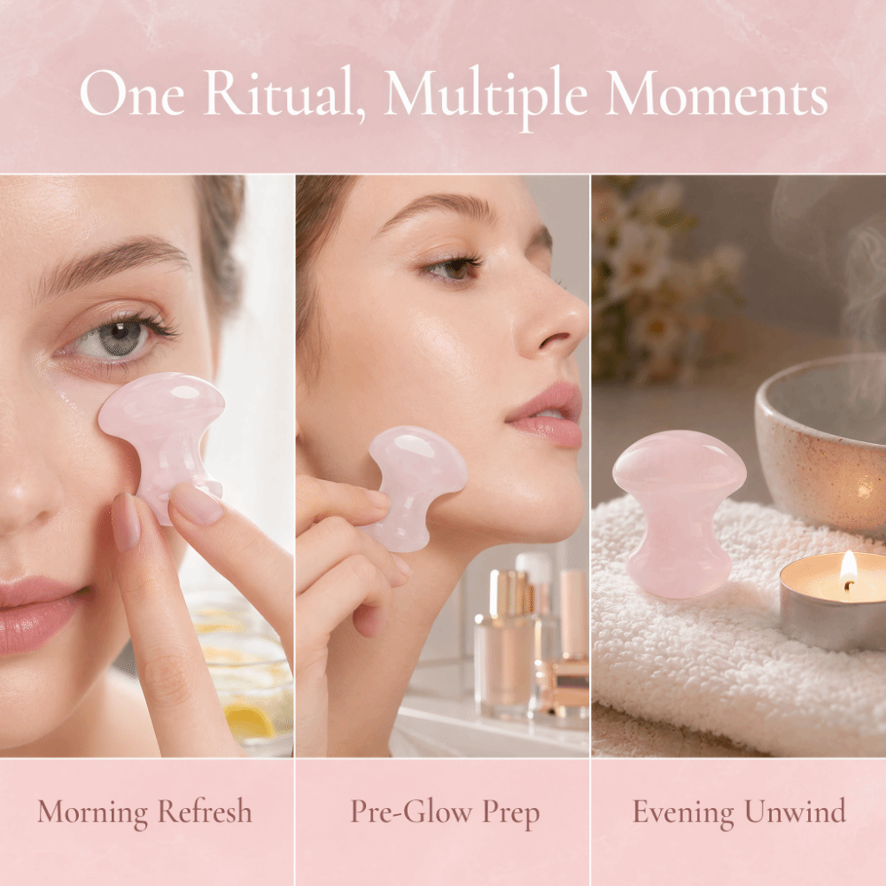 Gua Sha Tool Rose Quartz - Kryształowy Kamień do Masażu z Różowego