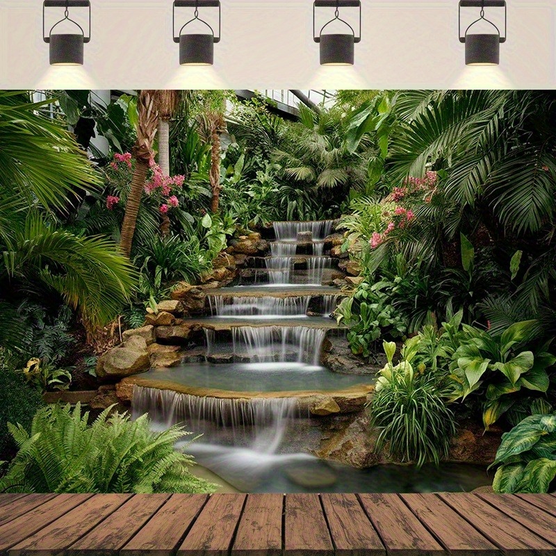Spa And Wellness Center - Gobelin z motywem ogrodu wodospadowego, bujne
