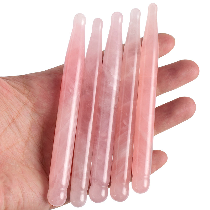 Gua Sha Tool Rose Quartz - Pióro do masażu oczu Naturalny kamień