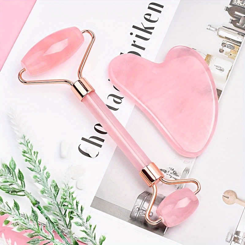 Gua Sha Tool Rose Quartz - Nowy zestaw 2 szt. kamieni Gua