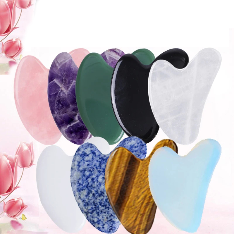 Gua Sha Tool Rose Quartz - 10 szt. Naturalny zestaw Jade Gua