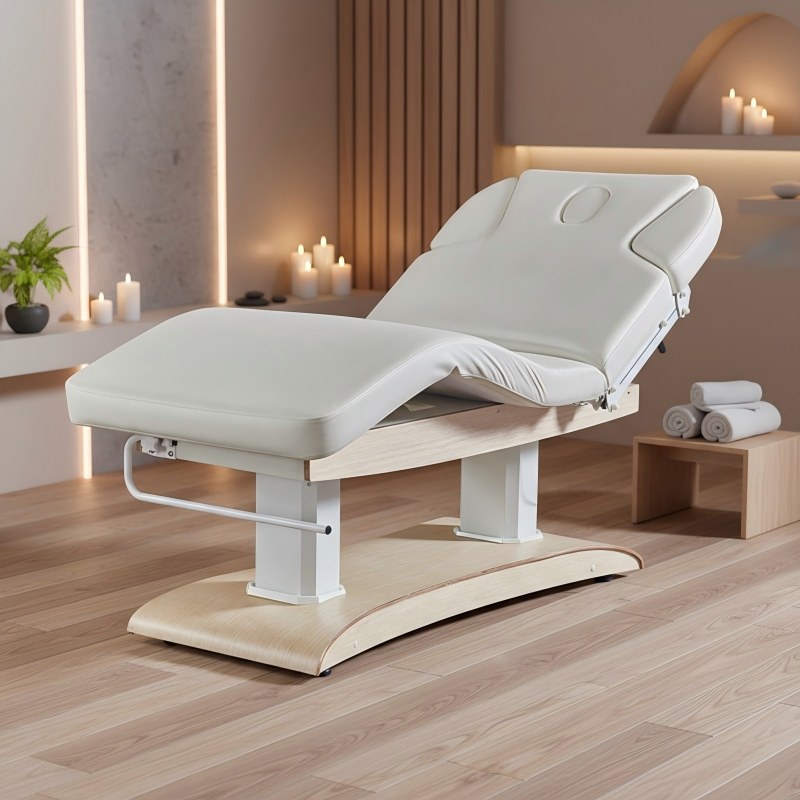 Spa And Wellness Center - Elektryczny stół do masażu z drewnianą